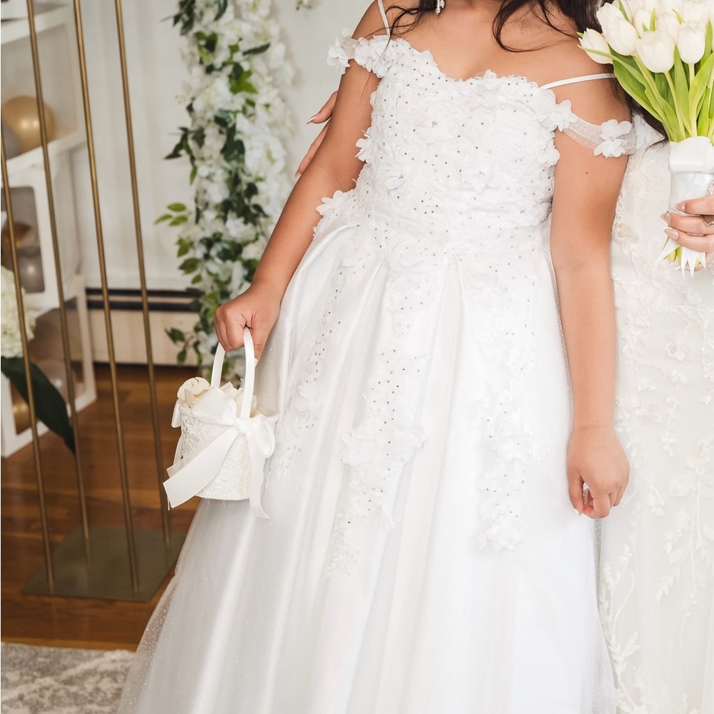 Flower Girl Communion White Dress Dancing Queen size 10 girls
